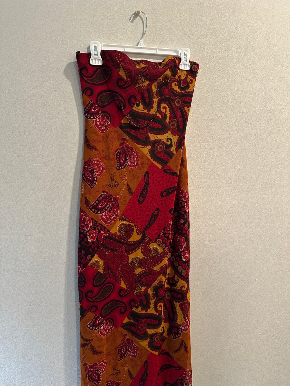 STUNNING Vintage Boho Strapless Paisley Maxi Dress - Picture 7 of 12
